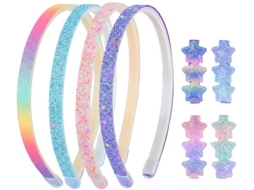 Conjunto De 4 Bandas Para Meninas, 13 X 14 Cm 4 Cliques Para Meninas, 7 Cm, Design Estrela Gradiente, Garras De Silicone, Ligeiro Abs, Acessórios Ca