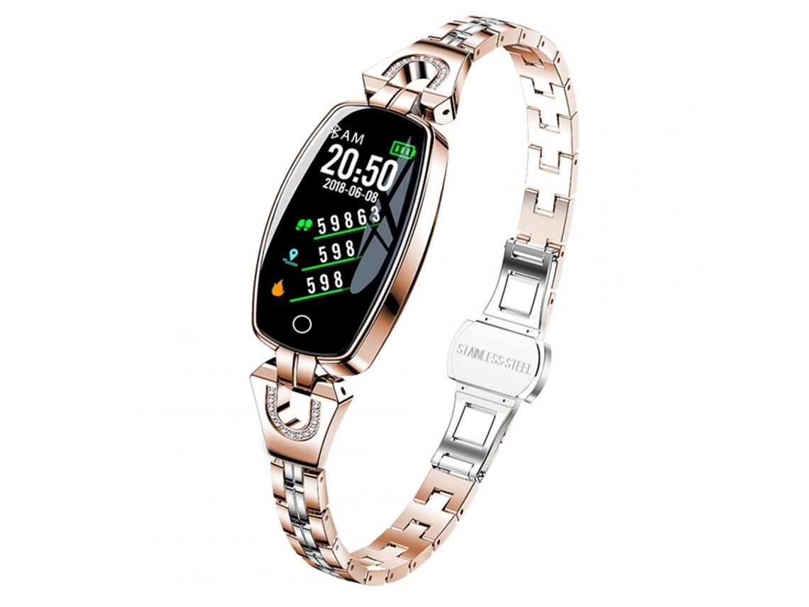 Smartwatch H8 Feminino Ip67 À Prova D'água Monitor De Frequência Cardíaca Bluetooth Fitness Femininos Dourado*