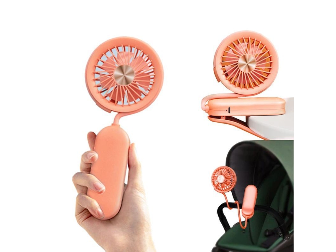 Ventilador Portátil Nova Line Mini 3 em 1 com Mão/prendedor/carrinho, Rosa, 213x93x35 Vok