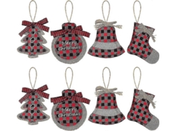 Enfeites De Árvore De Natal Dhrs 8 Peças Xadrez De Búfalo Vermelho E Preto Em Estopa Olysi Shop