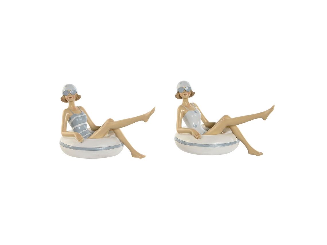 Figura Decorativa HOME ESPRIT Branco Azul Celeste Mediterrâneo 17 5 X 10 X 10 5 Cm 2 Unidades