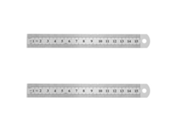 Régua métrica de aço inoxidável, 2 peças, 15 cm, plana, para medições precisas, uso escolar e de design.