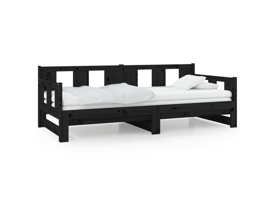 Pull-out Day Bed, Pull-out Day Beds Vidaxl Preto Madeira De Pinho (90 X 190 Cm)