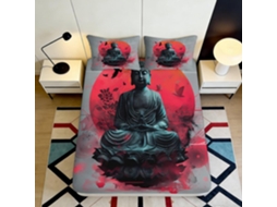 Conjunto de Cama com Estampa 3d Meditação em Microfibra Fronha 200x200cm