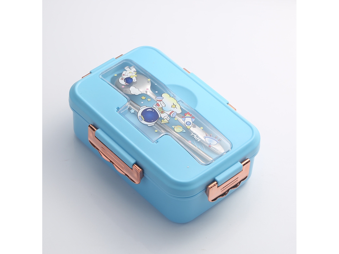 Marmita Bento para Menina, com Divisórias, Inclui Colher e Garfo, Ecológica e Própria para Micro ondas. MDUG (azul)