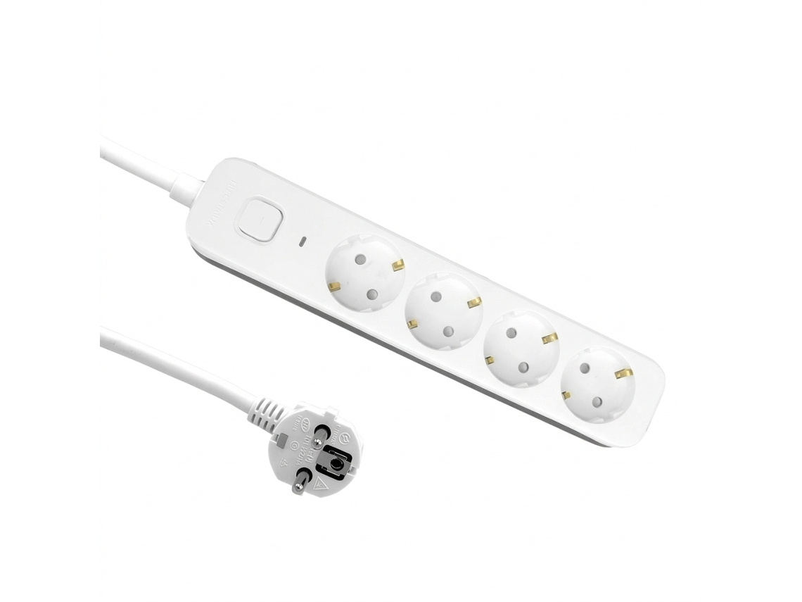 Extensão Elétrica Abrila Dalton 4 Tomadas 3 M Branco / Cinzento Com Interruptor