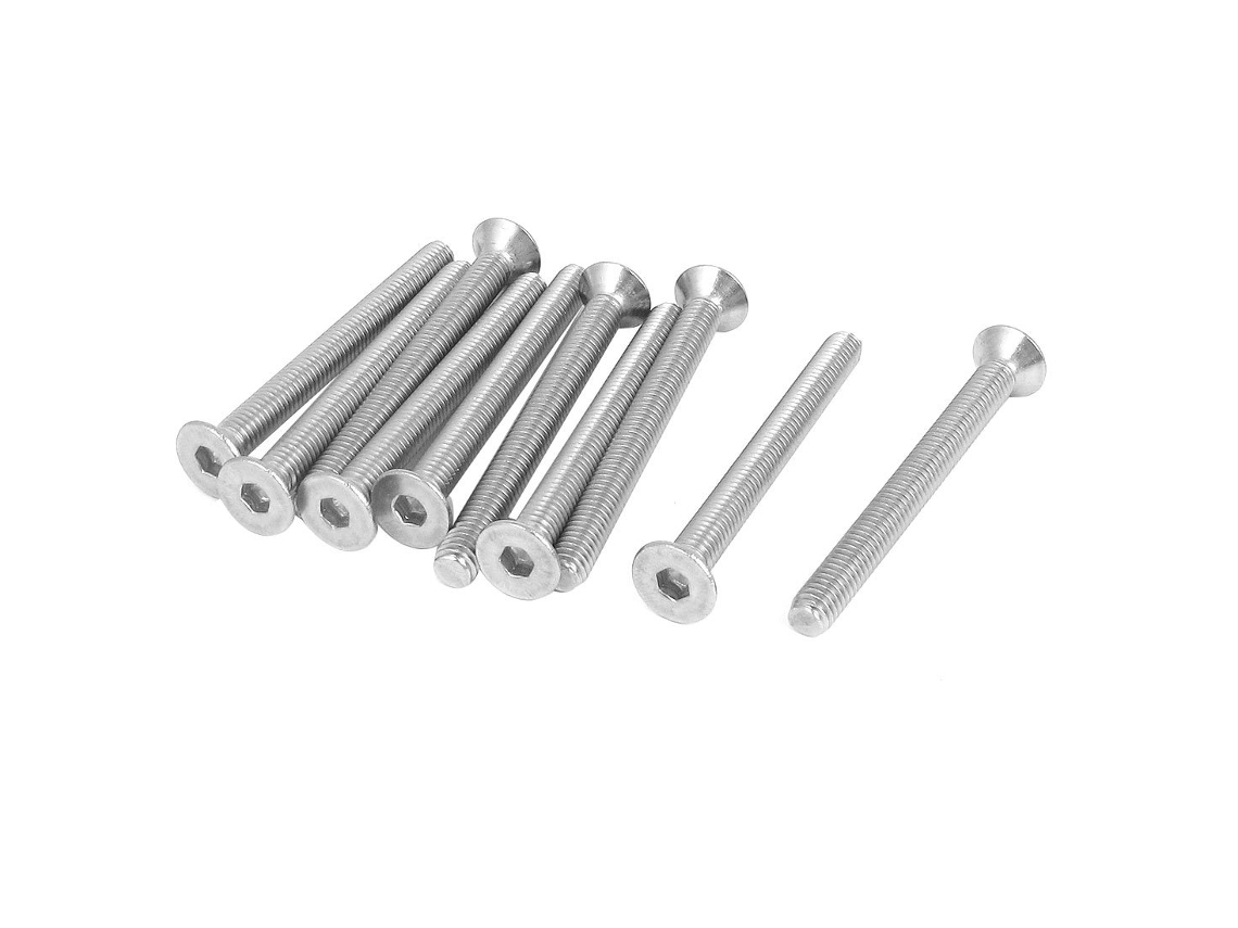 Parafusos de Cabeça Chata Escareada Sextavada Interna M6 X 60 Mm em Aço Inoxidável 304, Pacote com CHABERLU