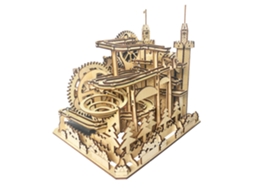 Kit De Modelo 3d Em Madeira Com Movimento Mecânico, Representando Um Castelo Com Piscina De Bolinhas. 400 Peças. 25x21x24 Cm.