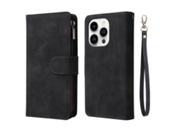 Capa Quedas Para Iphone 15 Pro Pele Sintética Preto