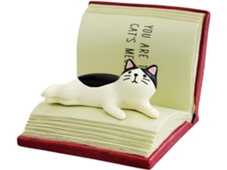 Suporte para celular em formato de gato, design fofo, livro, presente para amantes de gatos, decoração de resina vermelha AQUAFORGE