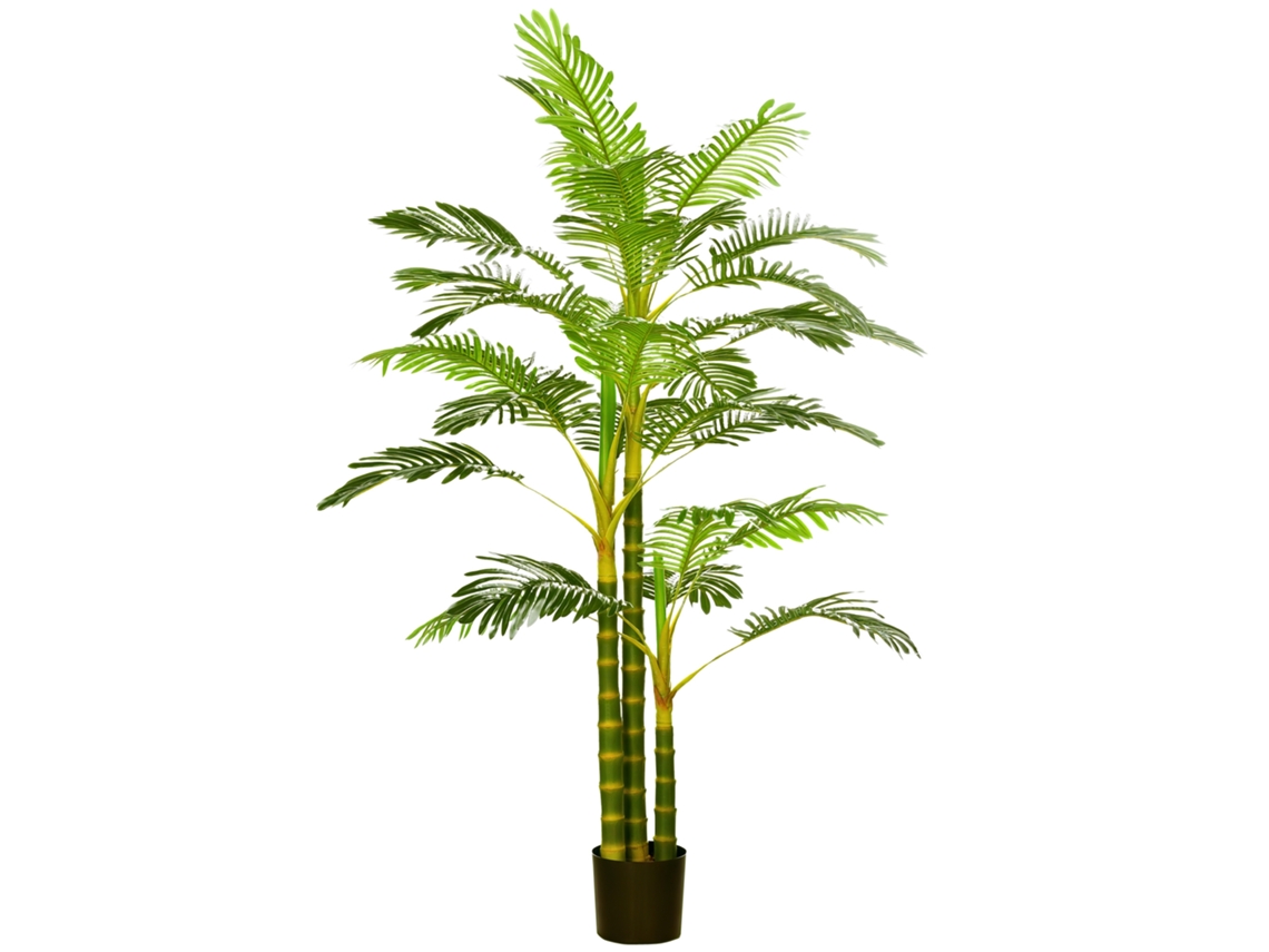 Palmeira artificial areca 190cm com 30 folhas decoração interna e externa Ø19,5x190cm verde MARCA