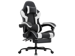 Cadeira Gamer Ergonômica Em Pu Respirável, Suporte Lombar, Capacidade 200kg, Altura E Encosto Reguláveis, Preto E Branco