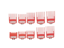 2026 Conjunto de 10 Pentes Guia para Máquina de Cortar Cabelo Profissional, Tamanhos 1,5 a 25 mm, Material ABS e Metal, Vermelho