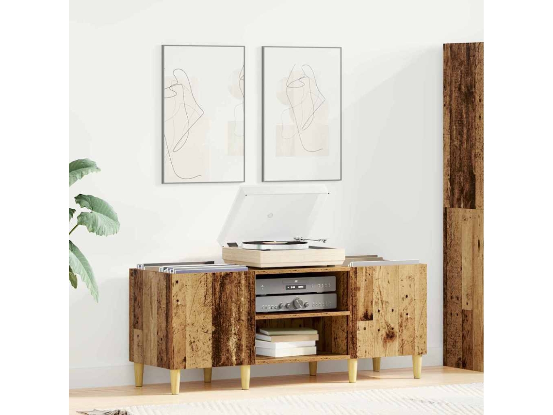 Vidaxl Armário Para Discos De Vinil 121 X 38 X 48 Cm Madeira Antiga