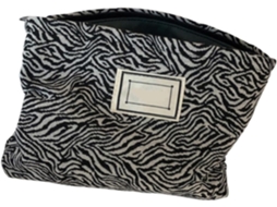 Nécessaire De Maquiagem Com Estampa De Leopardo Em Preto E Branco, Design Portátil Em Lona, Simples.