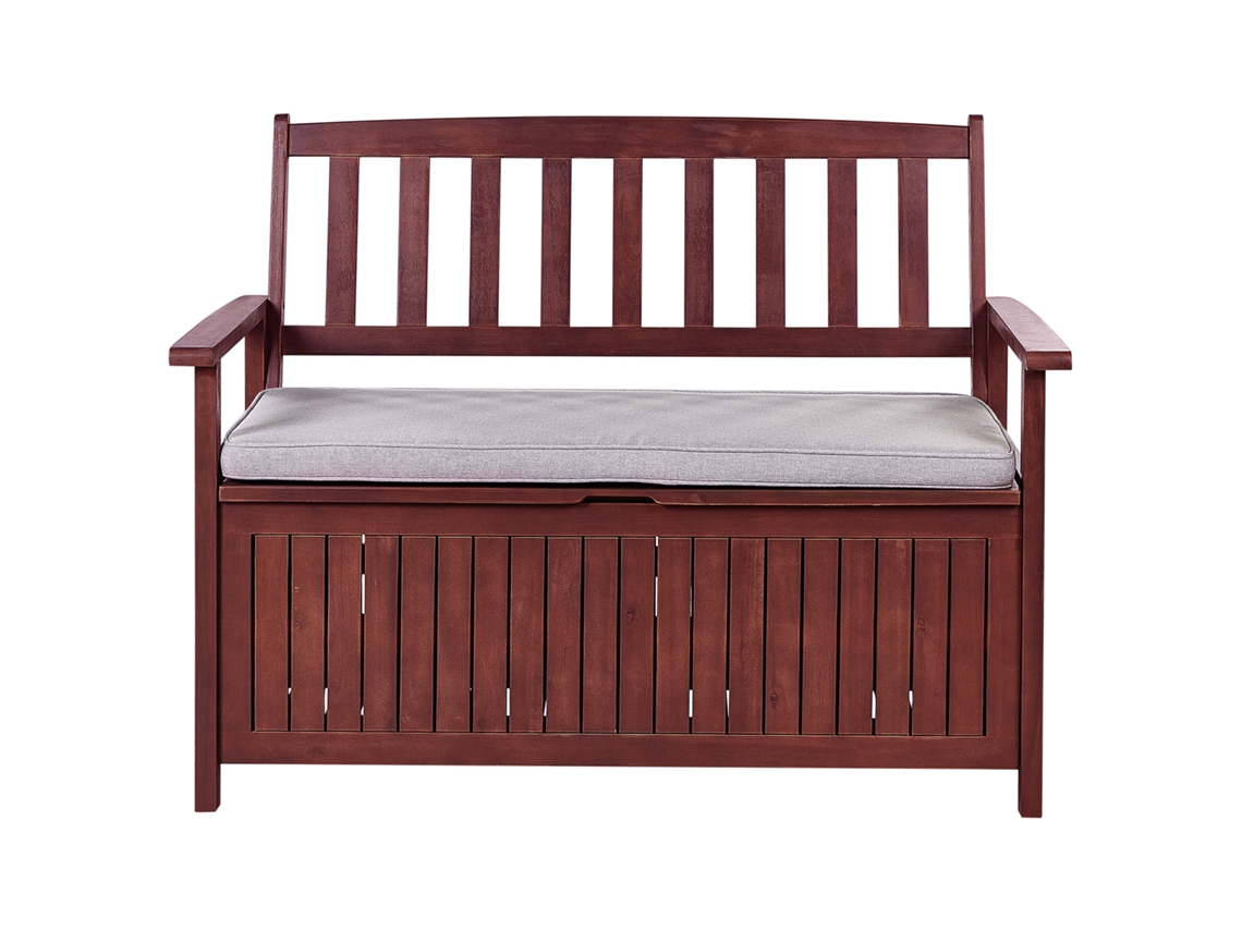 Banco De Jardim Com Almofada Beliani Sovana De Madeira De Acácia Cinzento Claro 120x60x91
