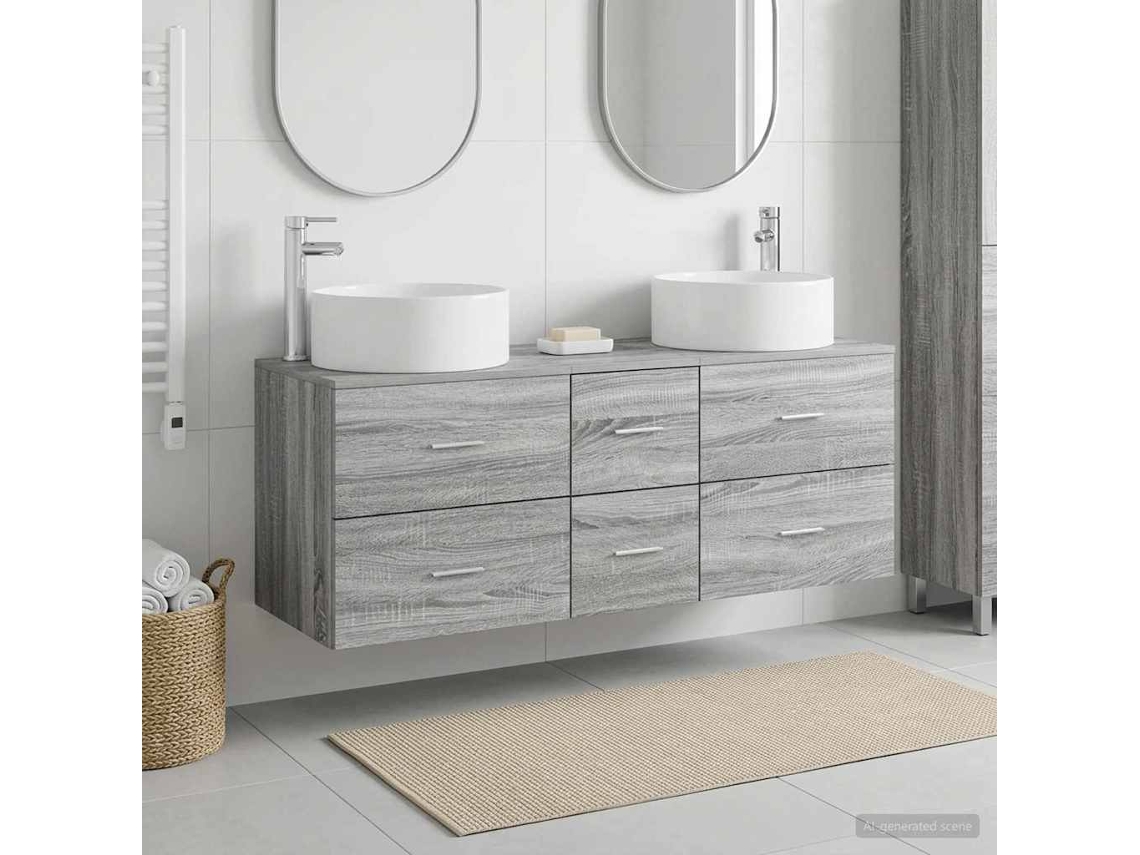 Vidaxl Conjunto De Móveis Para Banheiro 3 Unid. Sonoma Cinzento