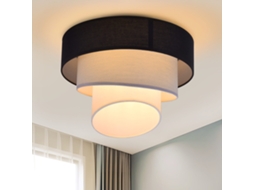 ZMH Luminária de teto LED para sala de estar Ø40cm Abajur de tecido moderno preto Luminária de teto E27 para corredor
