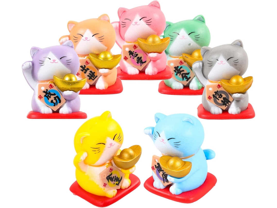 Juego de 7 miniaturas de gatos de resina GOKOCO para decoración de jardines y paisajes (sin dimensiones)