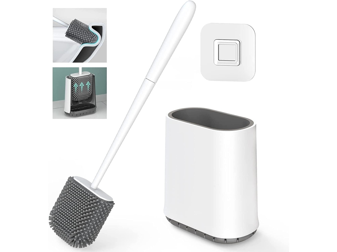 Suporte de escova de parede em silicone branco, antivazamento, antibacteriano, ventilado | AQUAFORGE