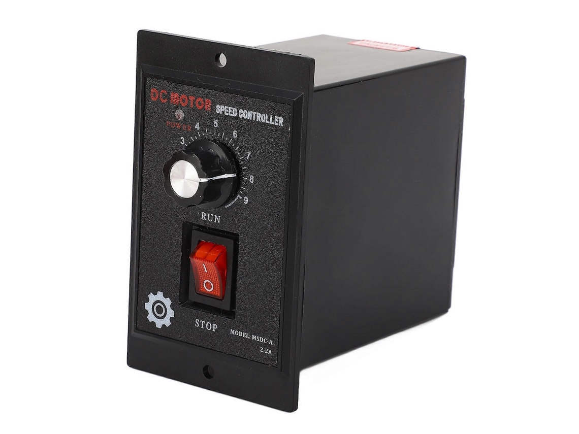 Regulador de velocidade de motor de corrente contínua com entrada de 110 VCA, controlador de velocidade de motor com reversão e saída de 90 VCC ajustável.