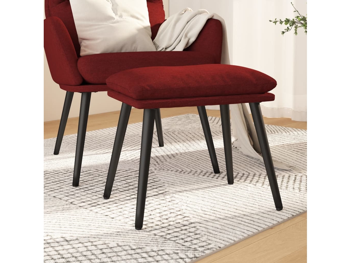 Vidaxl Apoio De Pés 45x29,5x35 Cm Tecido Vermelho Tinto