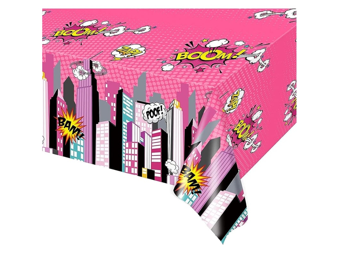 Mantel De Mesa De Festa De Super-herói Rosa, 2 Peças, Plástico Descartável, 54x108 Polegadas