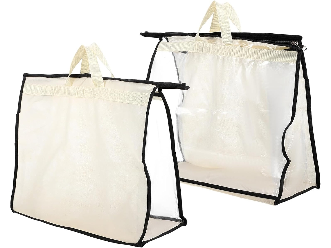 Conjunto De 2 Bolsas Transparentes Xl À Prova De Poeira Para Organização De Bolsas