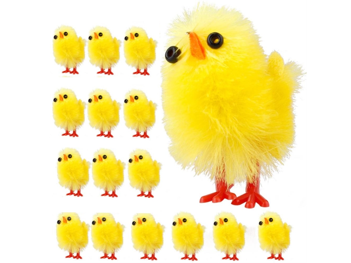 60 Mini Pintinhos de Páscoa, Amarelos, Decoração, Brinquedo, Jardim, Presentes