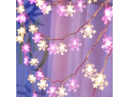 Guirlanda Luminosa Led, Formato De Floco De Neve, Cor Rosa, Tema De Natal, Para Festas, Casamentos, Janelas, Árvores E Composição Sazonal