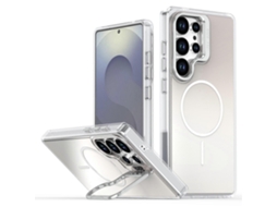 Capa Para Samsung Galaxy S23 Ultra Compatível Com Magsafe Tpu Capa De Acrílico Gradiente Com Suporte Branco