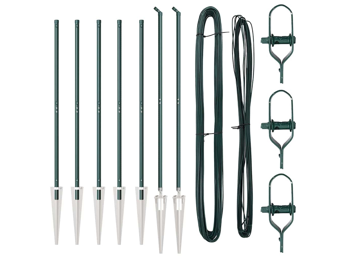 Poste De Cerca 7 Pcs Verde Aço