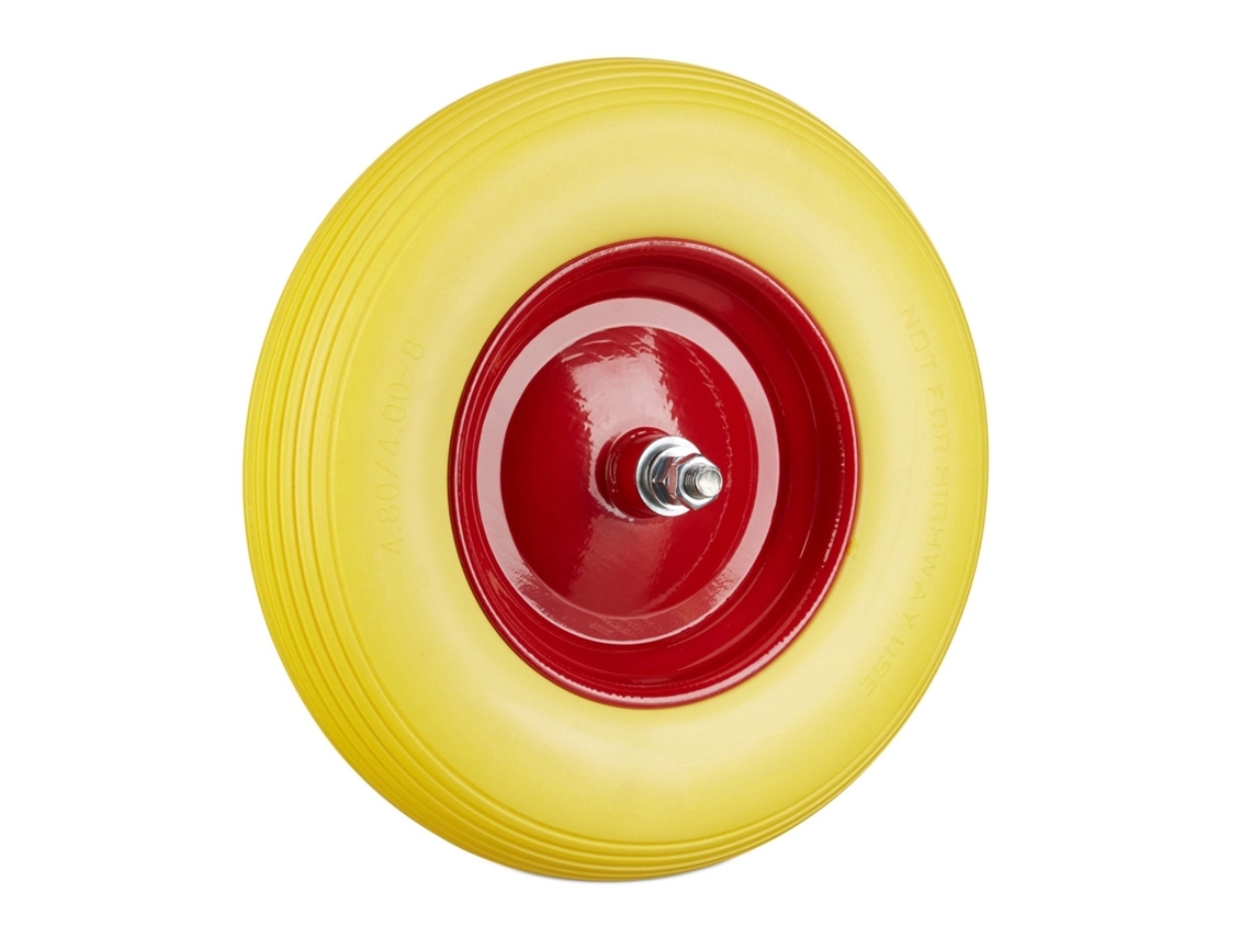 Roda Pu Maciça Para Carrinho De Mão 4.80/4.00-8 Com Eixo