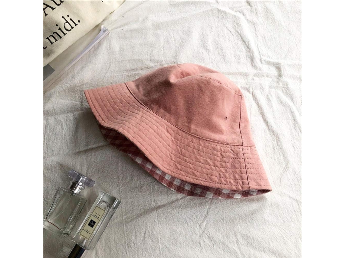 Chapéus de Pescador Unissex, Xadrez Dupla Face, Proteção Solar, Estilo Casual | S/MARCA