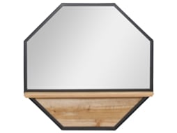 Espelho de Parede Mdf, Vidro e Metal Cor Preto e Madeira 61x8.4x61 cm Homcom