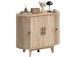 Buffet de Sala Oval com 4 Portas e Prateleiras Ajustáveis,90x40x76cm,carvalho BTFORUS