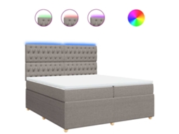 Conjunto 1 Cama Box Spring Vidaxl Marrom-acinzentado Tecido (200 X 200 X 150.5 Cm)