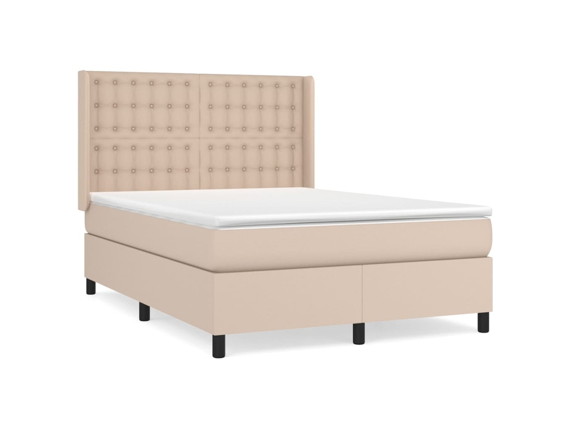 Cama com Molas Couro Artificial Cappuccino MAISON EXCLUSIVE 140x200 cm