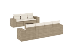 Conjunto de 8 Sofás para Jardim com Almofadões Vime Pe Bege MAISON EXCLUSIVE (8 pcs)