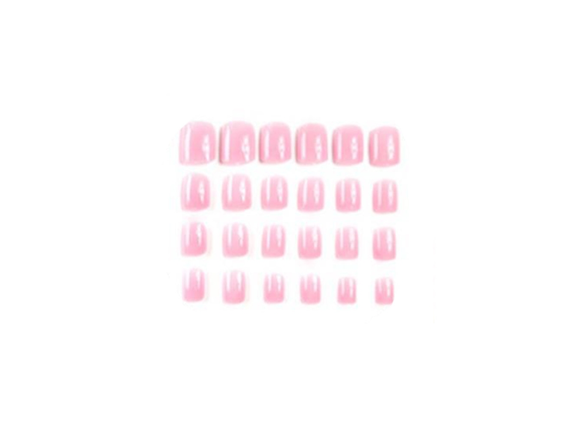 24pcs Unhas Falsas Artificiais De Decoração Em Cor Solida Com Cola Para Arte De Unhas F19