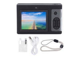 CÂMERA Mali digital com tela de 2.4 polegadas 1080p HD lentes duplas zoom 4x reprodutor MP3 e luz de preenchimento LED preta