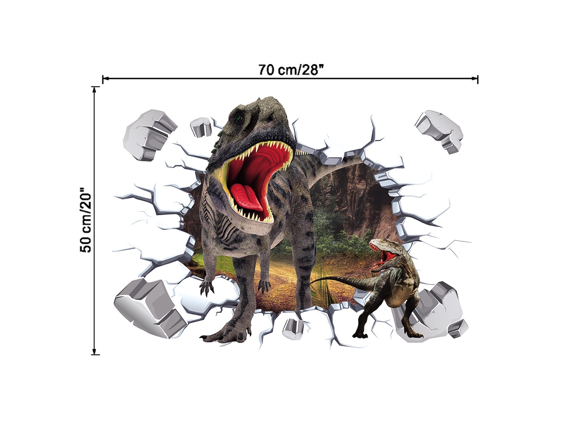 Adesivos De Parede 3d, Efeito De Parede Quebrada Com Dinossauro Para Quarto Infantil E Sala Kofihety