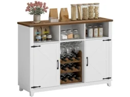 Aparador de cozinha branco, 120x37x88cm, prateleiras ajustáveis, móvel auxiliar | S/MARCA