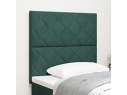 Cabecero de cama de terciopelo con diseño de bloques de diamantes verde oscuro de 100 cm