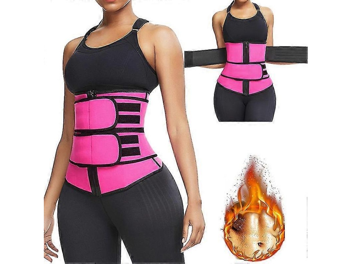 Cinto de Treinamento de Cintura para Mulheres Aumenta Sudore, Apoio Postural e Queima Gordura com Design de Compressão Dupla Rose Red