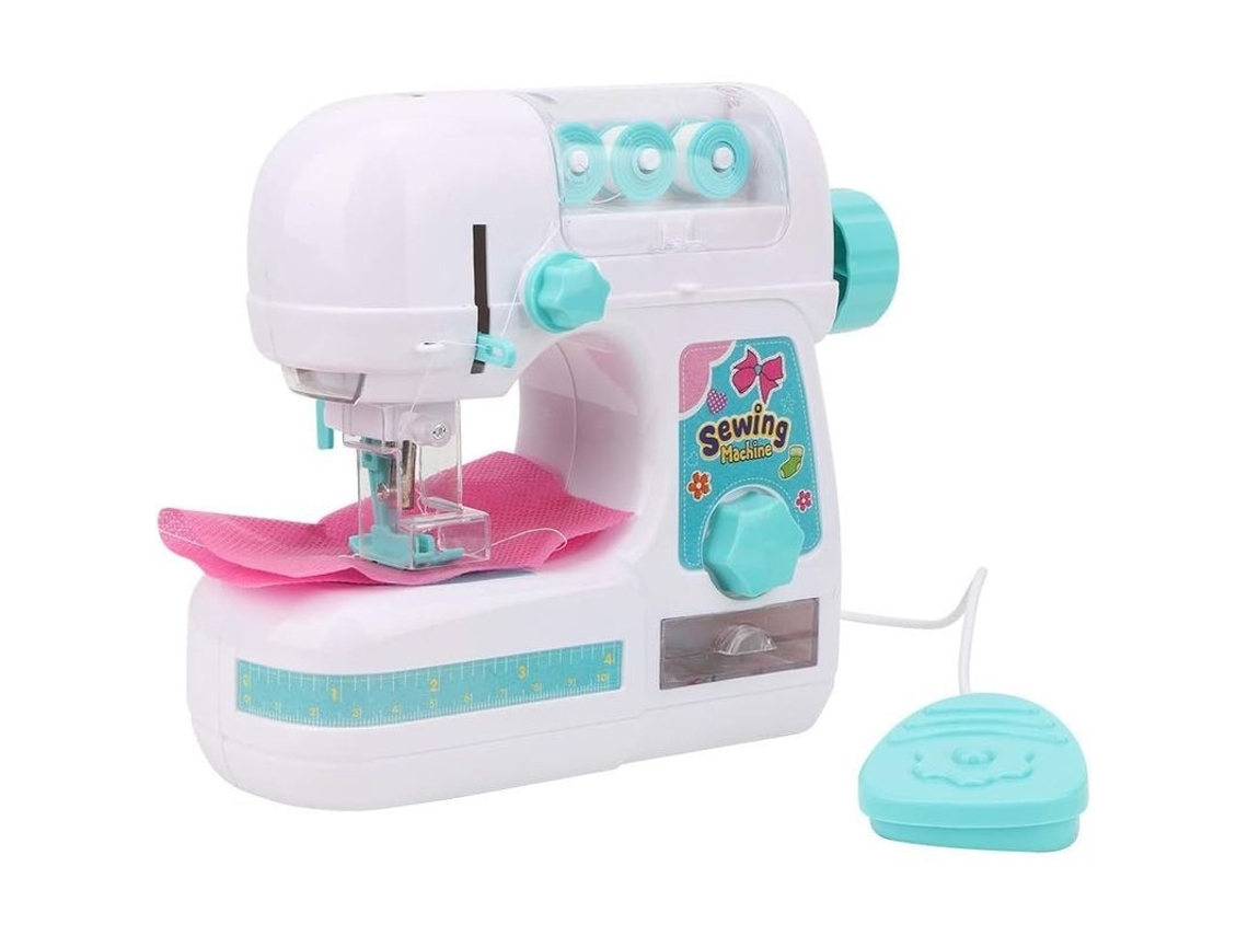 Máquina de costura elétrica portátil para crianças, tamanho médio, kit de artesanato, brinquedo criativo