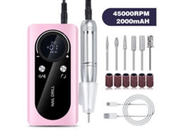 45000 Rpm Elétrica Portátil Unhas Lima Elétrica Sem Fio De Baixo Ruído Unhas Broca Com Display Lcd Rosa