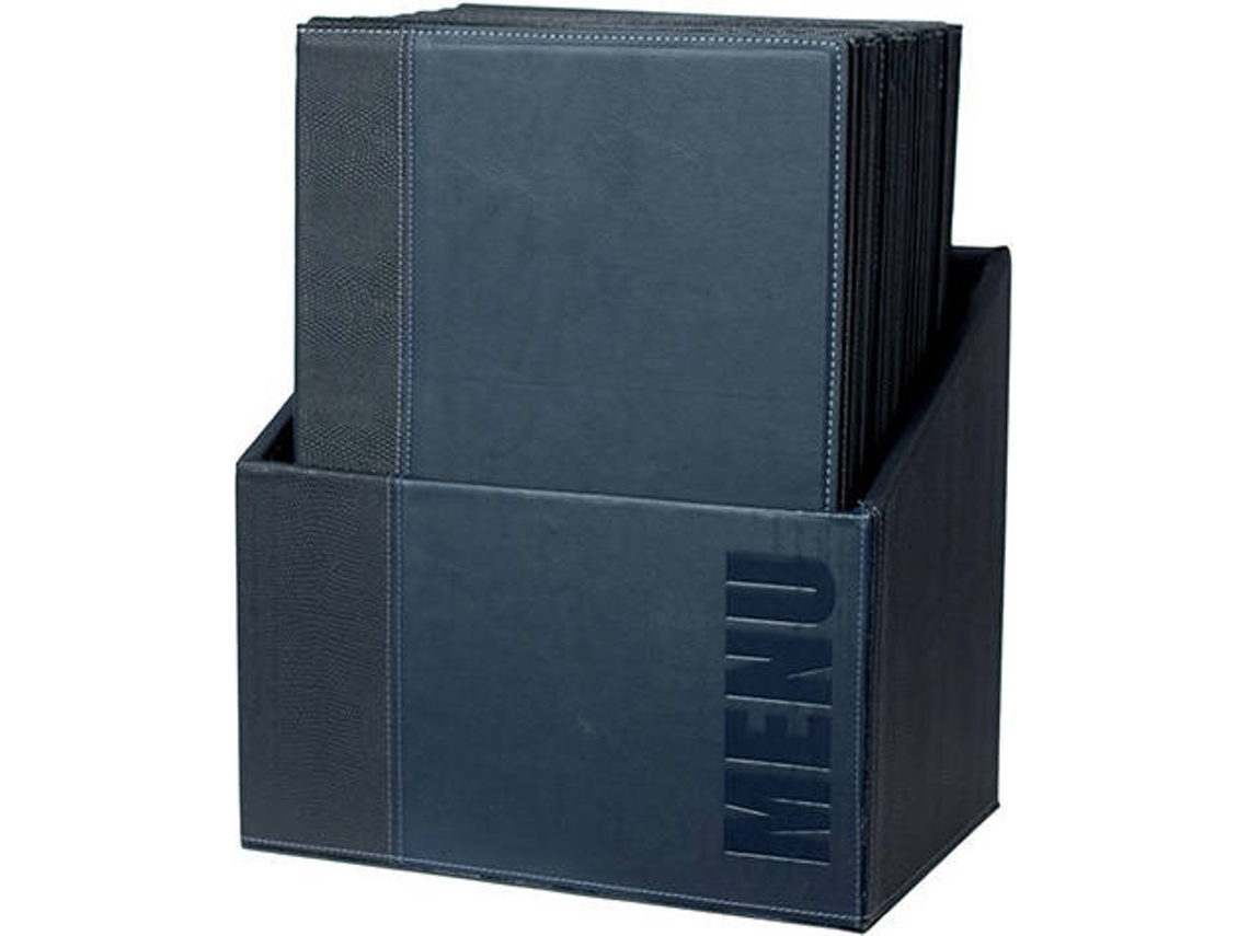 Conjunto Caixa + 20 Capas de Menu A4 SECURIT Trendy Azul