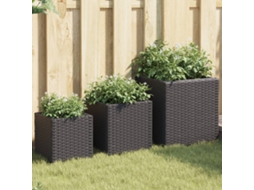Vidaxl Vasos De Jardim 3 Pcs Vime Pe Preto