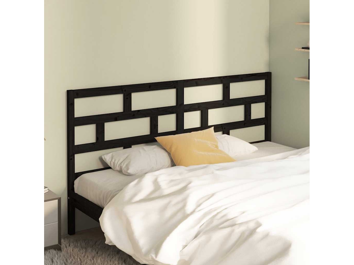 Vidaxl Cabeceira De Cama 206x4x100 Cm Pinho Maciço Preto